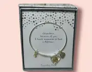 Stainless Steel Grandma Bangle Bracelet "Because of you I have memories"