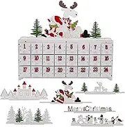 SAND MINE Countdown to Christmas Wooden DIY Advent Calendar with Three Changeable Top Decoration