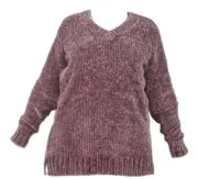 Orvis Ladies' Chenille Pullover V-Neck Sweater Mauve XL