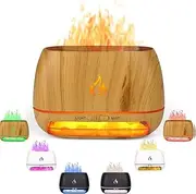 3-in-1 Himalayan Salt Rock Scent Diffuser, Ultrasonic Essential Oil Diffuser, Simulation Flame Humidifier, LED Mist Diffuser (Black)