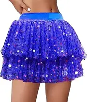[Generic] Women Flowy Sequin Ruched Skirt Plus Size Chiffon Skirt - Sexy Shiny Sequin Ballet Mini Skirt Dress - Bubble Dance Skirt Low Waist Pencil Short Skirt Party Club - Summer Beach Tie Up Waist Maxi Skirt