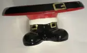 Santa’s Boots Christmas Serving Tray Cake Holder 7.5” Holiday