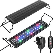 DEWEL 6W 24/7 Lighting Aquarium LED Light, Compatible with 11-18 Inch/30-45cm, Timer Auto On/Off, Adjustable Brightness, White Blue Red Green LEDs with Extendable Brackets for Freshwater