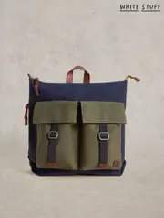 White Stuff Blue Theo Utility Canvas Backpack (E65520) | $182