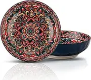 YUN TAO Large Serving Bowls,10 inch Fruit Salad Bowls, 75 Oz Pasta Bowls Set of 2,Decorative Serving Dishes for Entertaining, Vibrant Color Ramen Bowls for Party,Microwave & Dishwasher Safe (Blue)