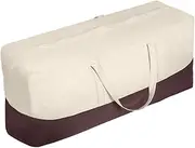 Vailge Patio Cushion/Cover Storage Bag Waterproof Outdoor Patio Furniture Seat Rectanglar Cushions Storage Bag, Zippered Protective Patio Cover Carrying Bag with Handles - Oversized,Beige & Brown