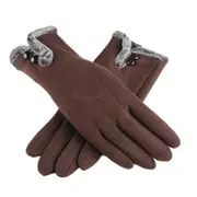 ANYGLOVES Winter Gloves Brown Warm Non Inverted Velvet Cashmere Full Finger Cycling Touch Screen Lace Cotton Gloves for Women