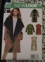 New Look 6474 Fall Style Draped Coat or Vest in 2 Lengths Sz 6-16 Sewing Pattern