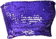 [kowaku] Sequin Tube Top for Women Belly Dance Bra Top Rave Dance Chest Wrap Holiday Strapless Latin Dance Sequined Tank Top Crop Top