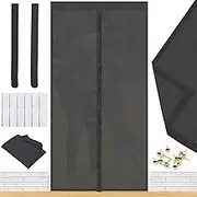 VEGCOO Magnetic Door Fly Screen, 90x210 cm Door Curtain with Powerful Magnets Full Frame Self-Adhesive for Blocking Mosquitoes, Flies, Bees and Bugs (Black)