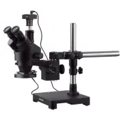 AmScope 7X-45X Trinocular Stereo Zoom Microscope Boom + Ring Light + 10MP Camera