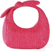 [Tellrain] Summer Clutch Purses Women 2024 Knot Bow Top Handle Straw Crescent Handbag Vacation Beach Wallets Casual Pouch