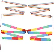 WOONEKY 4pcs Rhythmic Gymnastics Ribbons for Kids Portable Dance Streamer Dancer Wand