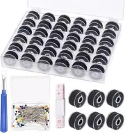 138Pcs Black Bobbins Sewing Threads Kit Includes Bobbin Thread with Bobbin Case