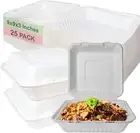 9x9 Biodegradable Take Out Food Containers with Clamshell Hinged Lid - 250 pcs