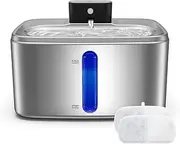 Suitchi Cat Water Fountain Wireless, Stainless Steel Dog Water Fountain Battery Operated, 135oz/4L Automatic Cat Fountain with 2 Filters