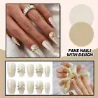 Women Press On Nails Fake Nails Nude Design Glossy Full Cover Stick On Nails Set