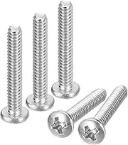uxcell #6-32x7/8 Pan Head Machine Screws, 304 Stainless Steel 18-8 Screw, Phillips Drive, Fully Threaded, Bright Finish, Pack of 25