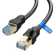 YSONG Cat 8 Ethernet Cable 10ft,High Speed 40Gbps,2000Mhz,26AWG,Gold Plated RJ45 Connector,for Outdoor&Indoor Weatherproof UV,for/PC/Modem/Router/Gaming,Faster Than Cat7/Cat6/Cat5