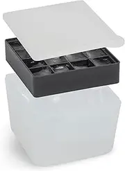 [W&P] Ice Cube Silicone Freezer Ice Tray with Lid, Space-Saving, Stackable Design, Dishwasher Safe, Charcoal