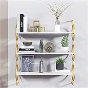 Floating Shelves，Display Shelves，Wall Shelves， Floating Shelves Wall Mounted Shelf with Golden Metal Brackets for Bedroom Living Room Bathroom(100 * 30 * 110cm)