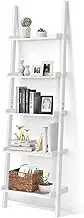 Giantex 5-Tier Ladder Shelf, Wall-Leaning Bookshelf, Sloping Plant Flower Stand, Storage Organizer, Display Rack, Multifunctional Bookcase for Living Room, Study & Office
