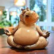 Hippo Figurine Yoga Statue Meditation Hippopotamus Gifts for Lovers Women Mother's Day Knick Knacks Shelf Office Home Decor Zen Room Decoration Desk Accessories