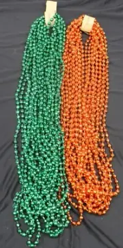 Mardi Gras Beads Green & Orange Mix 33" Football Party 2 Dz 24 Necklaces