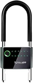 Waterproof Control Bicycle U-Lock.Smart Bike Locks. with Graffiti.APP Password.Fingerprint.Safety Electronic Locks.Smart Locks (Color : A)