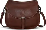 [HESHE] Leather Crossbody Bags for Women Designer Shoulder Purse Satchel Handbag Vintage Saddle Bag