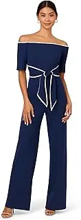 [Adrianna Papell] Womens Knit Crepe Tie Jumpsuit