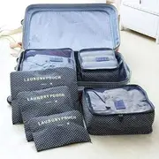 [Go2buy Australia] Go2buy 6pcs Travel Luggage Organizer Set Backpack Storage Pouches Suitcase Packing Bags (Navy Blue Star)