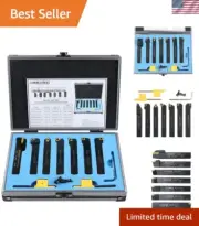 Durable 1/2'' Indexable Turning Tool Set - C6 TiN Inserts & Handy Storage Case