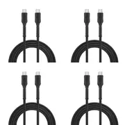 4x Bonelk Long-Life Easy Grip 2m Male USB-C Cable 100W Charging Data Cord Black