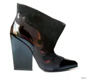 SERGIO ROSSI black gray green 40 10 9 WESTERN wedge ankle boots UNIQUE new $1125