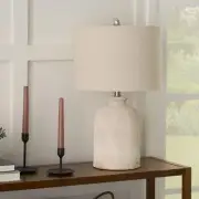 Nourison 24" White Washed Terracotta Farmhouse Textured Table Lamp for Bedsid...