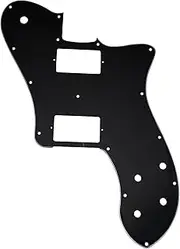 Musiclily Pro 15 Holes Covered HH Guitar Pickguard for Mexico Fender 72 Tele Deluxe Style Electric Guitar, 3ply Black