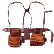 SiteGear Lether 7-Pouch Pro Tool Belt Rig With Shoulder Straps