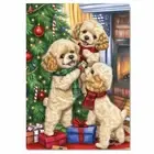 Poodle Dogs Playing by the Fireplace Flat Rolled, Framed or Wrapped Canvas