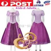 Adults Kids Rapunzel Princess Dress Cosplay Tangled Fairytale Costume Christmas