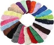 KW Collection Girl Baby Headbands Elastic Crochet Hair Bands Hair Accessories Elastics Ties Shaper Head Wrap Set Pack of 25 Pcs in 25 Colors (Band: 1.6"×5.5", 25 Colors, 1 Pcs per Color)