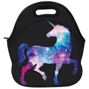 Unicorn Galaxy Space Neoprene Lunch Bag Insulated Waterproof Tote Bag w/ Zipper