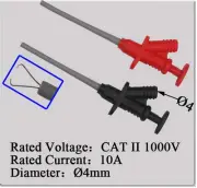 2PCs Test Hook 1Kv Spring Loaded Bend CAR Clip liers Probes for 4mm banana plug