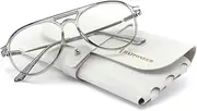 HAITONGCR Luxurious Aviator Style Reading Glasses - High-End Fashion Meets Functionality Reading Blue Light Blocking Glasses 1.5 Grey R1122