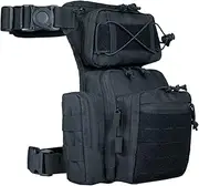 Tactical Drop Leg Bag for Men, Black Crossbody Bag Backpack Thigh Pouch Military Hunting Outdoor Sling Bags Motorcycle Tool Work Waist Leg Pouch Bags Women Fanny Pack, Black, One Size