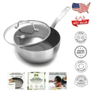 Chatham Tri-Ply Stainless Steel 2.5QT Saucepan with Healthy Nonstick Coating