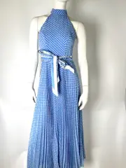 NWT Zimmerman Polka Dot Print Blue White Long Maxi Sleeveless Halter Top Dress 0