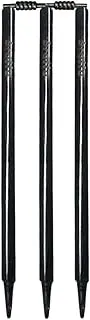 Bratla Cricket Wickets with Bails - Black Color Cricket Wickets Wood, Set of 3 Stumps for Cricket with 2 Bails, Cricket Wicket