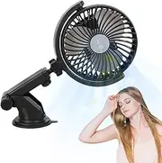Battery Powered Fan For Car,Car Fan For Baby - Powerful 3 Speed Suction Cup 360 Adjustable Air Circulation Cooler For Camping Outdoor