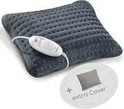 Beurer HK 48 Cosy Sofa Heating Pad with Quick Heating, 3 Illuminated Temperature Levels and Automatic Shut-Off, Extra Soft Reversible Cushion, with Additional Felt Cover, Grey
